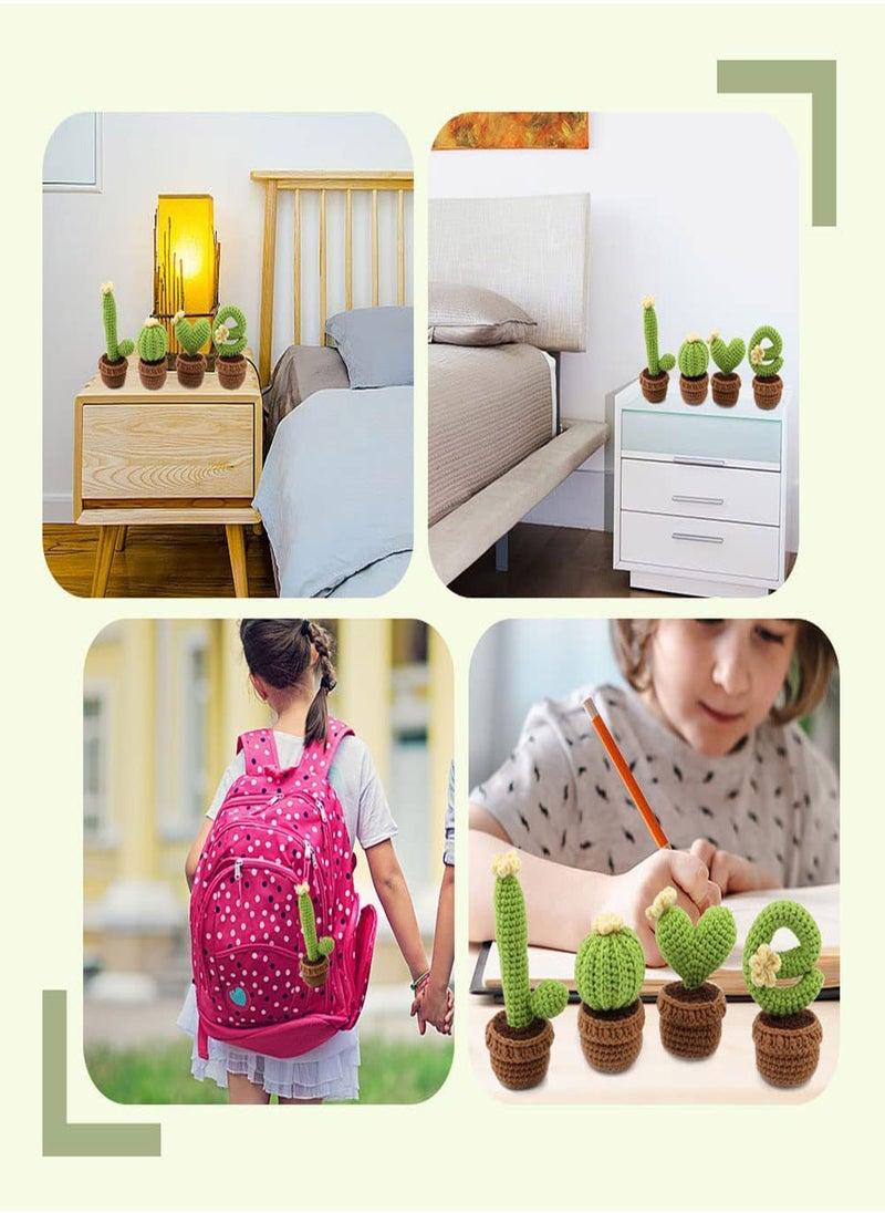 Excefore - Crochet Kit for Beginners 4 Pcs Cactus Potted Crochet Kit for Adults & Kids Knitting Starter Kit with Step-by-Step Instructions and Video Tutorials Easy Crochet Kit for Beginners - Image 1
