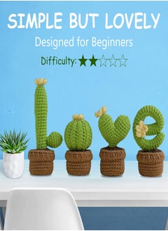 Excefore Crochet Kit for Beginners 4 Pcs Cactus Potted Crochet Kit for Adults & Kids Knitting Starter Kit with Step-by-Step Instructions and Video Tutorials Easy Crochet Kit for Beginners  - Image 2