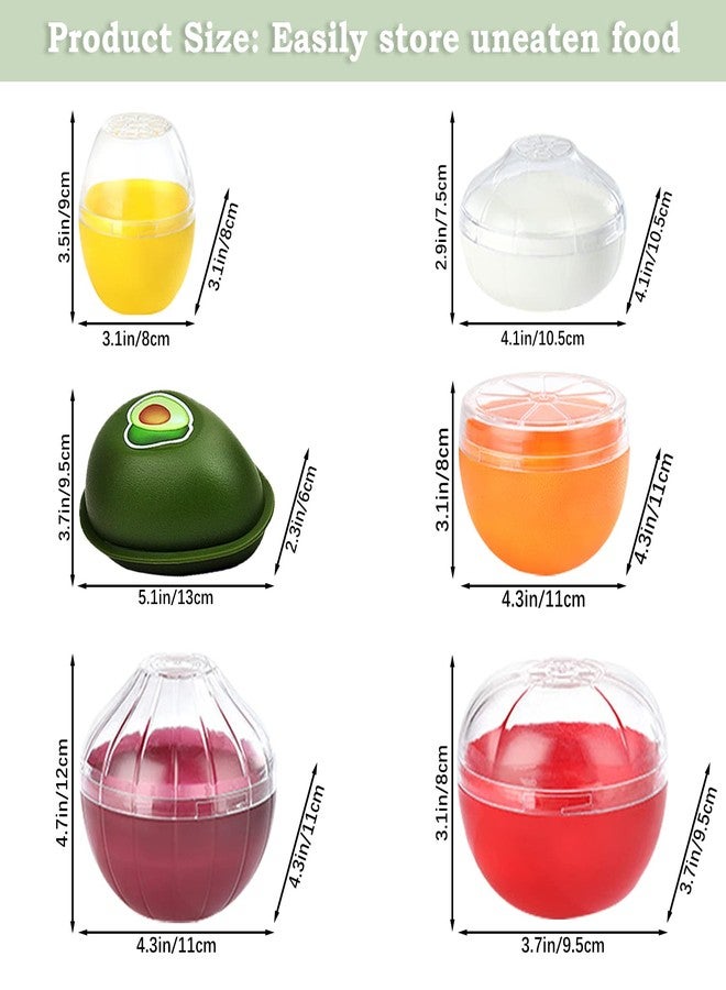 HMIEPRS 6 PCS Fruit and Vegetable Storage Containers, Reusable Storage Keeper, Lemon Orange Avocado Onion Garlic Tomato Shaped Saver Holder for Fridge, Refrigerator Crisper for Fruit and Vegetable - Image 2