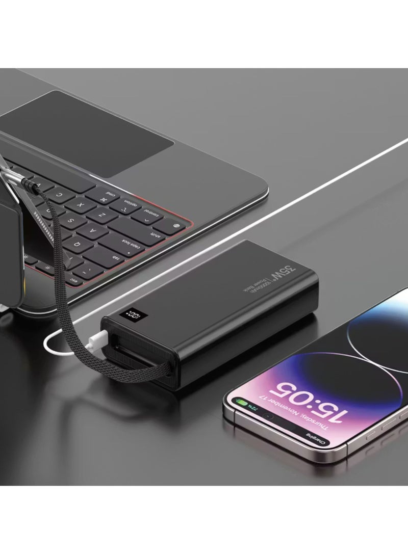 GREEN LION Retractable 20000mAh Power Bank with 35W Power Delivery, LED Display, 75cm Cable Length, Type-C Port, Fast Charge Support_Black - Image 2