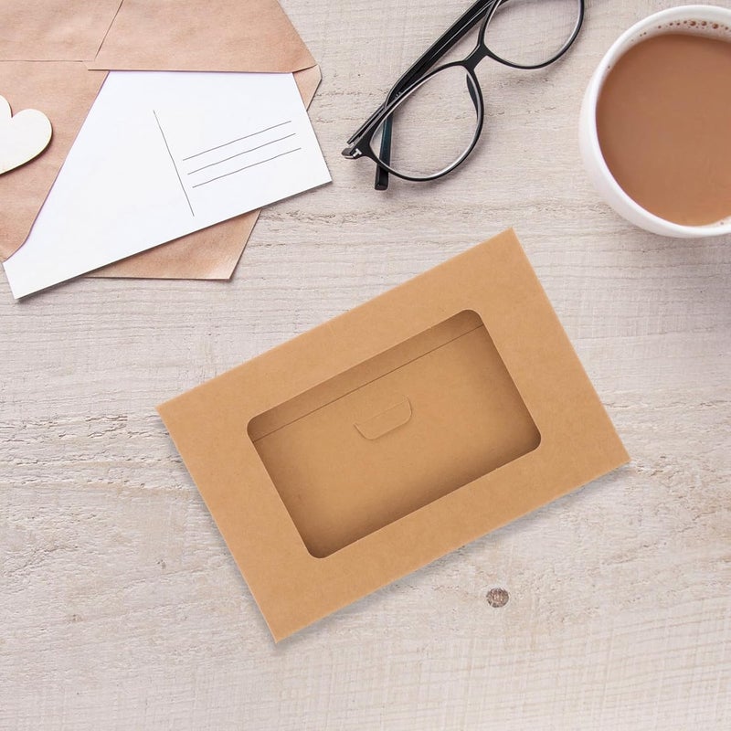 Gadpiparty 10pcs Kraft Paper Open Window Postcard Envelopes, Mailing Packaging Boxes with Hollow out Design, Suitable for Greeting Cards and Office Storage - Image 3