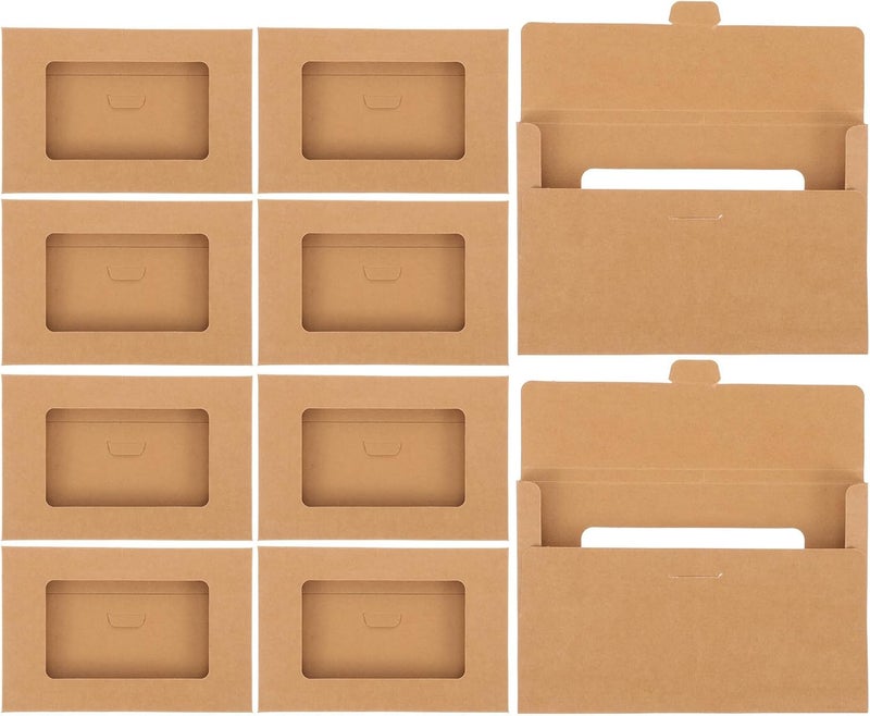 Gadpiparty 10pcs Kraft Paper Open Window Postcard Envelopes, Mailing Packaging Boxes with Hollow out Design, Suitable for Greeting Cards and Office Storage - Image 1