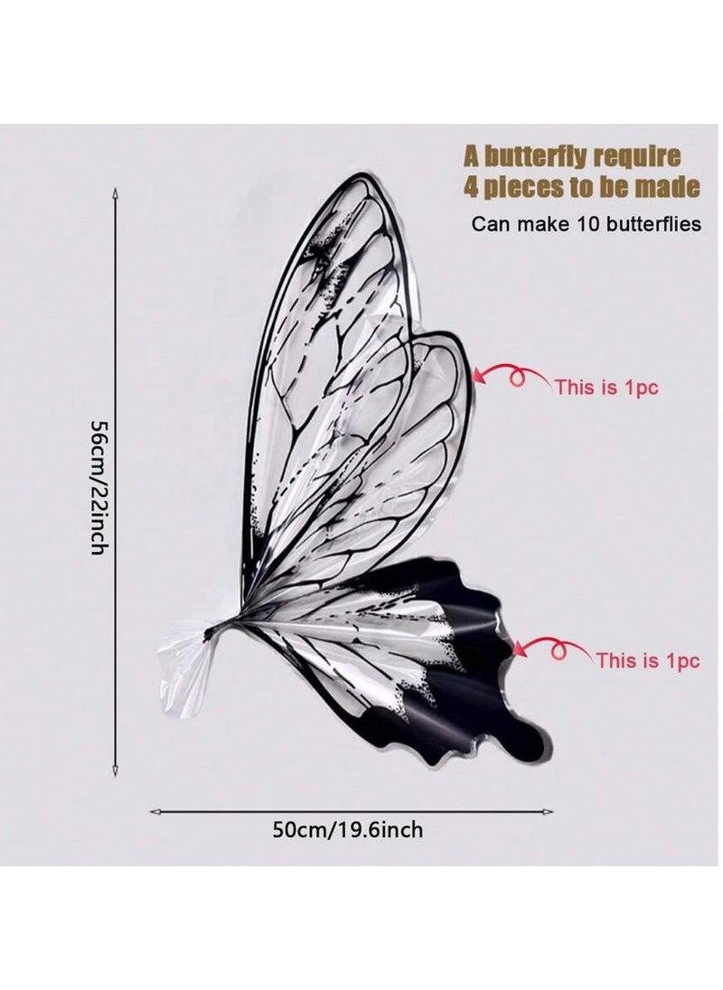 Generic - Bouquet Wrapping Paper with erfly Wing Design in Black – Set of 4 Sheets. Perfect for creating a full erfly-shaped bouquet, suitable for presenting flowers as a gift for birthdays, graduations, and - Image 1
