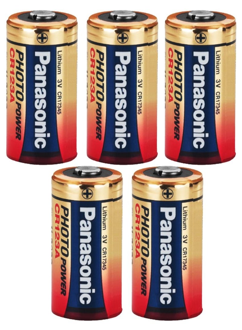 Panasonic 5 CR123A Lithium Battery - Image 1