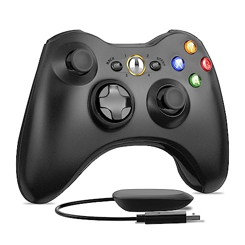 W&O وحدة تحكم لاسلكية W&O متوافقة مع Xbox 360 2.4GHZ جويستيك وحدة تحكم لاسلكية متوافقة مع Xbox 360 و PC ويندوز 7،8،10،11 مع جهاز استقبال (أسود) - Image 2