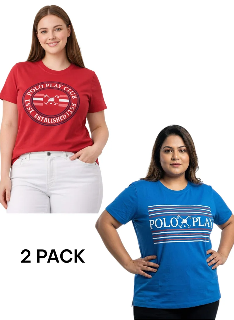 بولو بلاي  Multipack Graphic Print T-Shirt for WOMEN