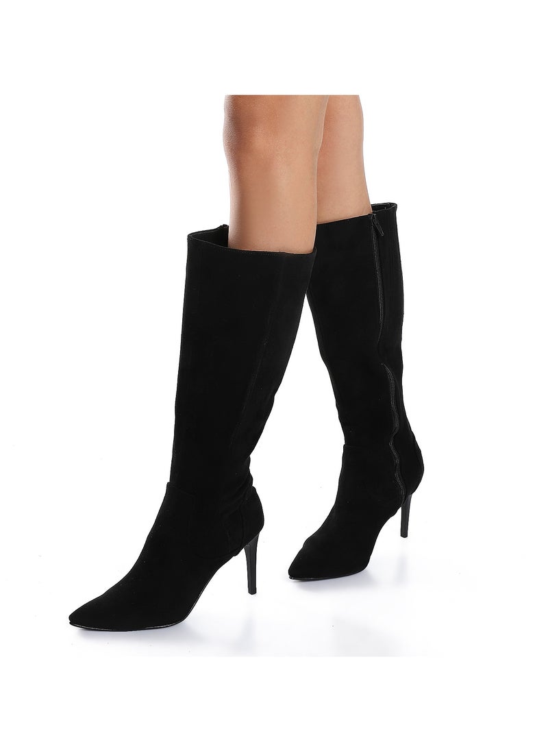 Mr.joe - Suede Knee High Boot - Black - Image 1