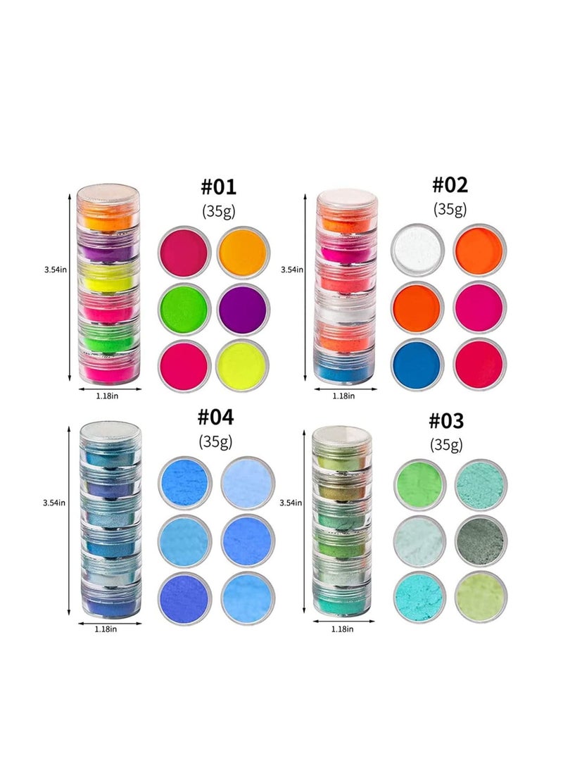 SYOSI بودرة أظافر مكونة من 24 لونًا، بودرة أظافر لامعة لامعة فائقة الدقة، بودرة أظافر لامعة ثلاثية الأبعاد لتزيين الأظافر بنفسك - Image 2