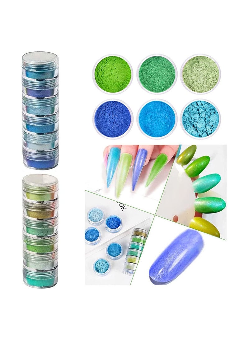 SYOSI بودرة أظافر مكونة من 24 لونًا، بودرة أظافر لامعة لامعة فائقة الدقة، بودرة أظافر لامعة ثلاثية الأبعاد لتزيين الأظافر بنفسك - Image 3