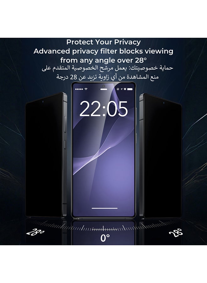 اي اس ار ESR واقي شاشة خصوصية 1pcs لـ Samsung S25 Ultra، زجاج مقوى مضاد للتجسس والخدش، مع أداة إزالة الغبار التلقائي، أسود - Image 3