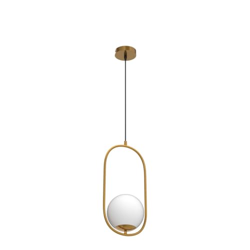 SINOMAN Gold Metal Capsule Design Hanging Pendant Light Decorative Lighting Fixture Ceiling Lamp with Doom Glass Shade, E27 Compatible Perfect for Living Room, Bedroom, and Home Decor (with Bulb) - Image 4