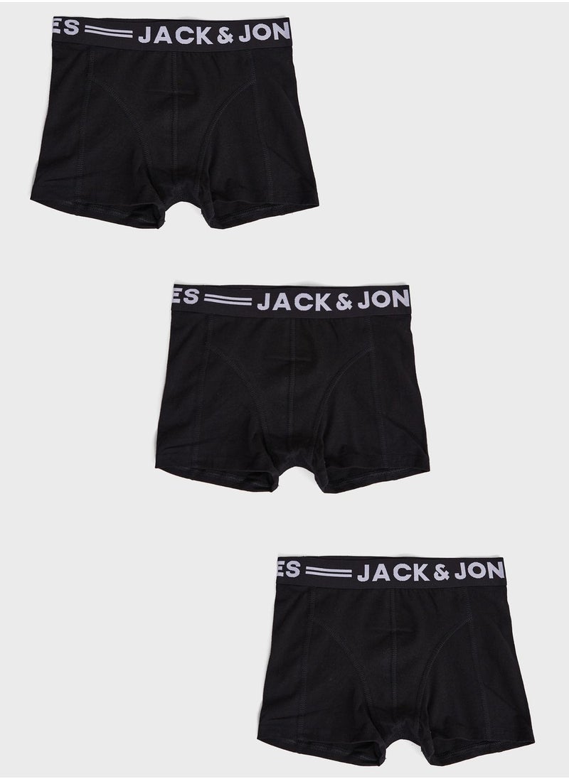 Jack & Jones Junior - Youth 3 Pack Logo Band Trunks - Image 1