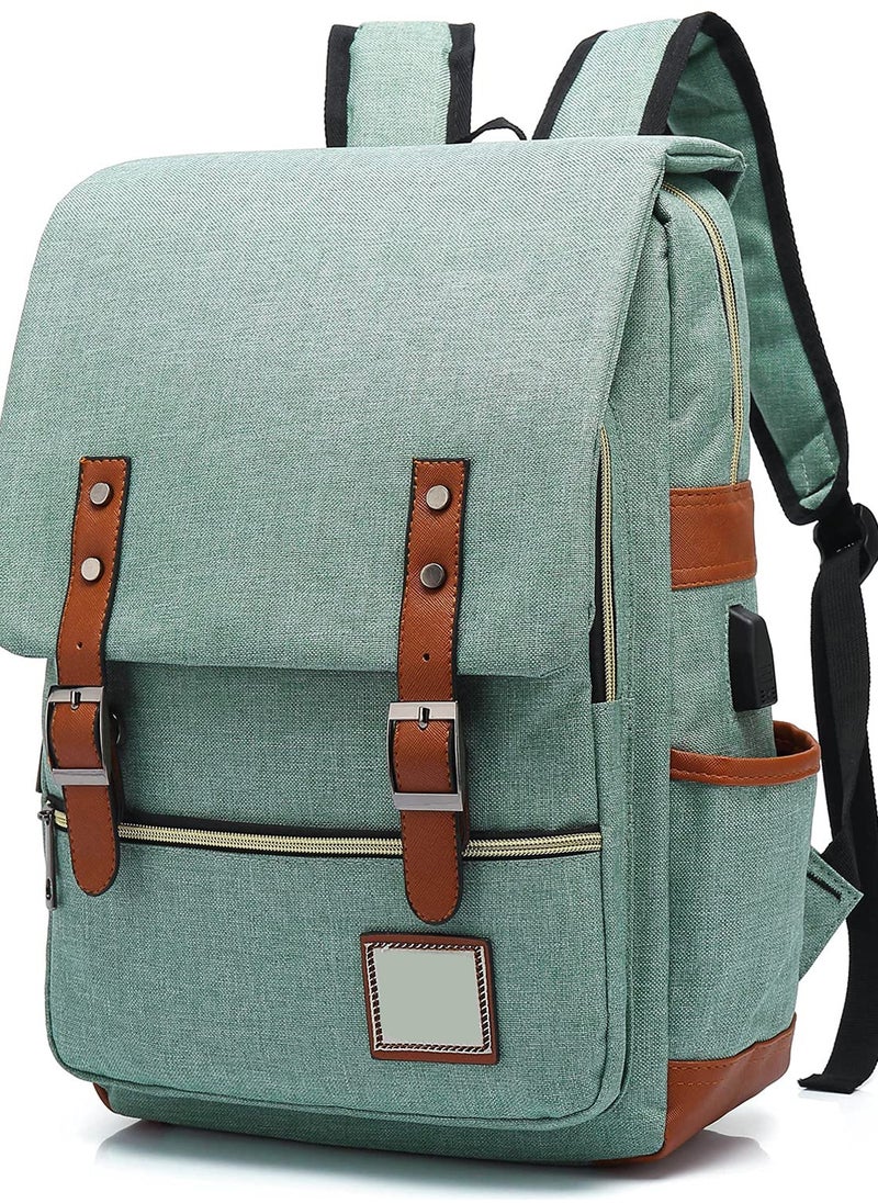 Excefore USB Charging Port Laptop Backpack, Water Resistant Fashion Travelling Backpack, Suitable for 5.6Inch Laptop, Women Men Shoulder Bag (Green)  - Image 1