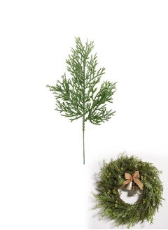 Generic 10 Pcs Simulation Green Plant Leaves Artificial Pine Branches, Interior DIY Wreath Plastic Fake Pine Needle Flower Arrangement Accessories, 25cm (Green)  - Image 1