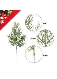 Generic 10 Pcs Simulation Green Plant Leaves Artificial Pine Branches, Interior DIY Wreath Plastic Fake Pine Needle Flower Arrangement Accessories, 25cm (Green)  - Image 3