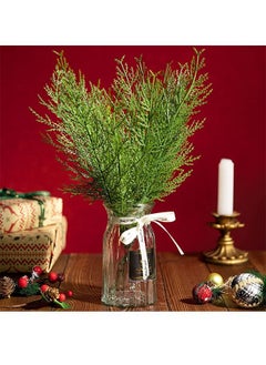 Generic 10 Pcs Simulation Green Plant Leaves Artificial Pine Branches, Interior DIY Wreath Plastic Fake Pine Needle Flower Arrangement Accessories, 25cm (Green)  - Image 4