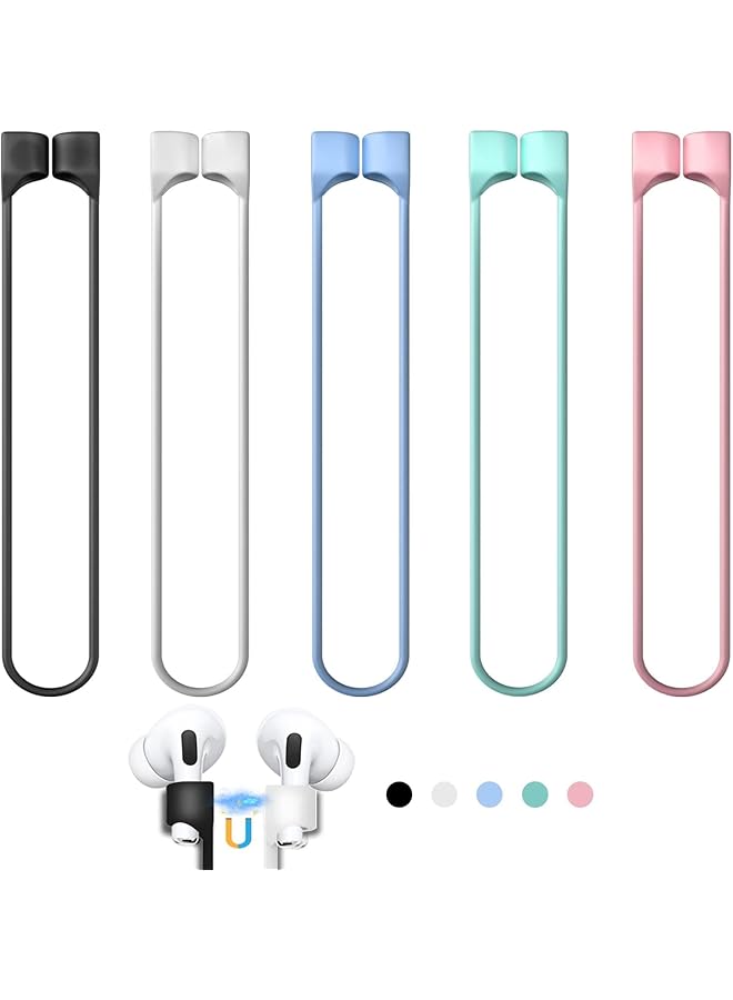 erorex 5 Pack Ultra Strong Magnetic Airpods Straps Anti Lost Cord For Airpods Accessories Silicone Sports Lanyard And Ear Hook For Airpods 1&2 Pro 3Rd And Pro 2 5 Anti Lost Straps - Image 1