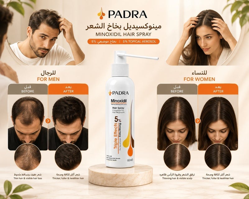 Padra Minoxidil 5% Spray | Triple Effects | For Men & Women | Extra Strong 60Ml - Image 3