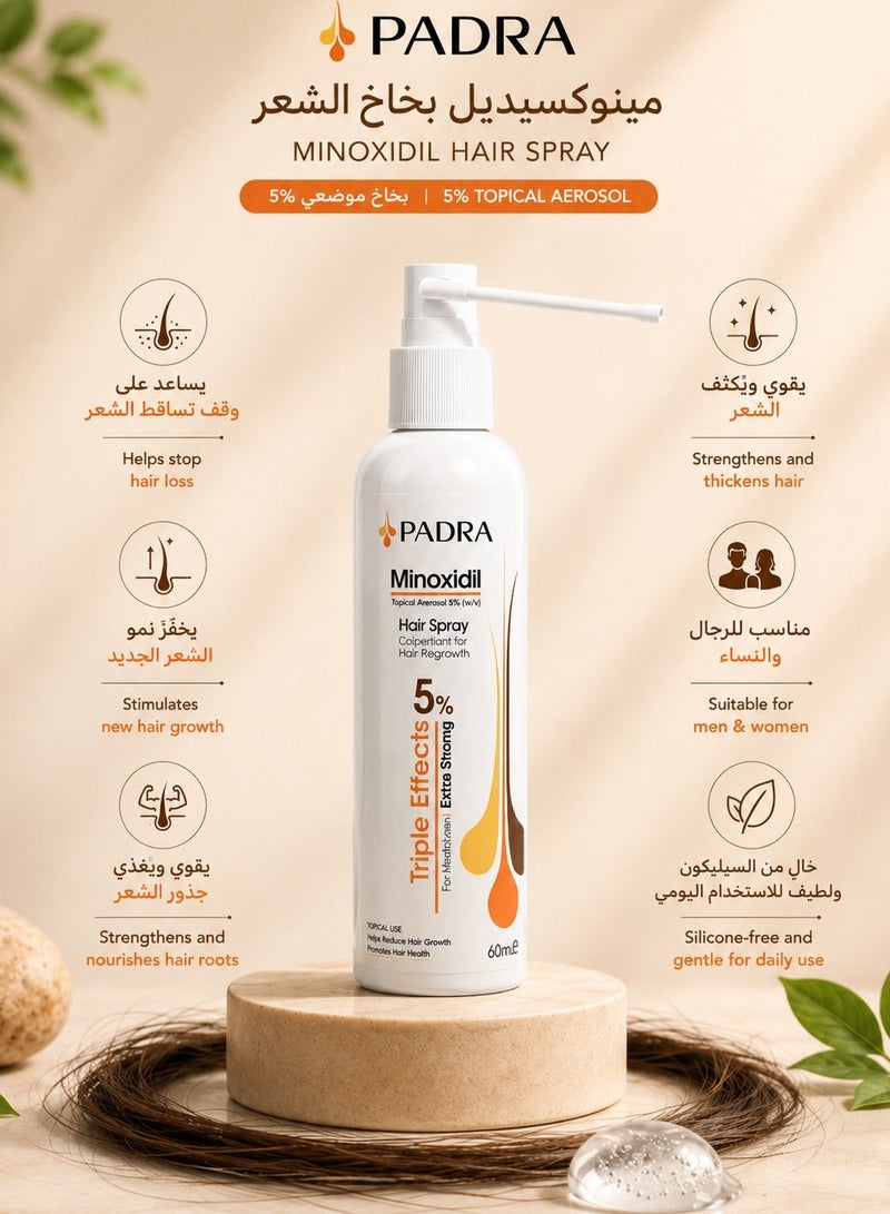 Padra Minoxidil 5% Spray | Triple Effects | For Men & Women | Extra Strong 60Ml - Image 2