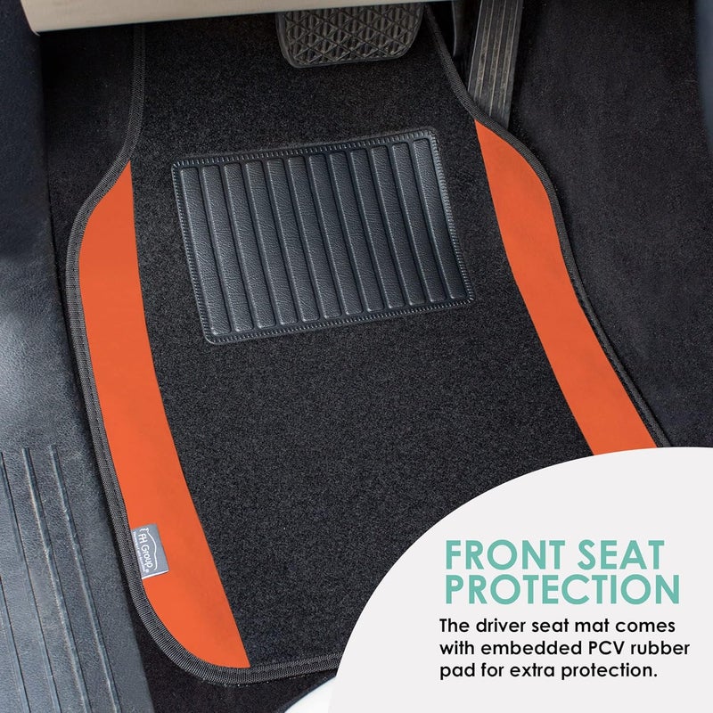 FH Group F14407ORANGE Premium Full Set Carpet Floor Mat (Sedan and SUV with Driver Heel Pad Orange) - Image 4