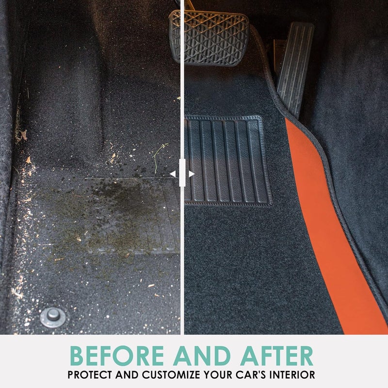 FH Group F14407ORANGE Premium Full Set Carpet Floor Mat (Sedan and SUV with Driver Heel Pad Orange) - Image 3