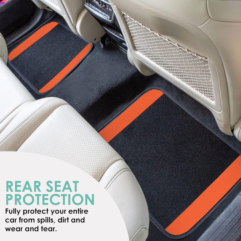 FH Group F14407ORANGE Premium Full Set Carpet Floor Mat (Sedan and SUV with Driver Heel Pad Orange) - Image 5