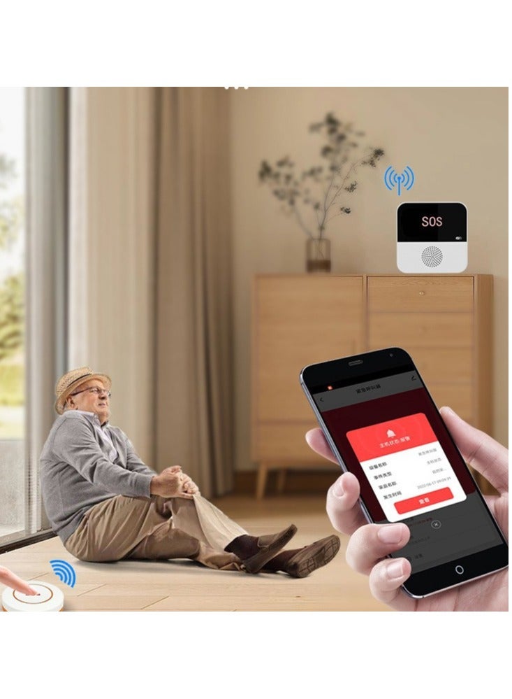 Multifunctional WiFi Pager Smart Weless SOS Alert System Fall Alert Device Nurse Alert System Alert Button Doorbell App Mobile Phone Control for Elderly Patients Disabled Seniors 1 Receiver 