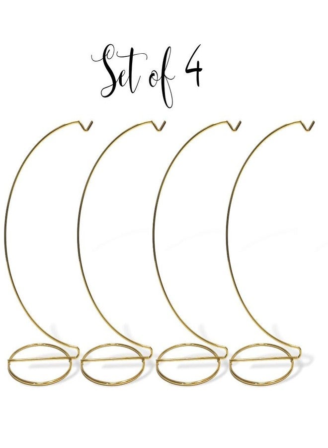 BANBERRY DESIGNS Gold Ornament Display Stands - Set of 4 Holders - 11 Inch Tall - Smooth Metal Christmas Ornament Holders - 8" Hanging Height - Image 4