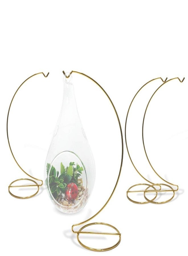 BANBERRY DESIGNS Gold Ornament Display Stands - Set of 4 Holders - 11 Inch Tall - Smooth Metal Christmas Ornament Holders - 8" Hanging Height - Image 1