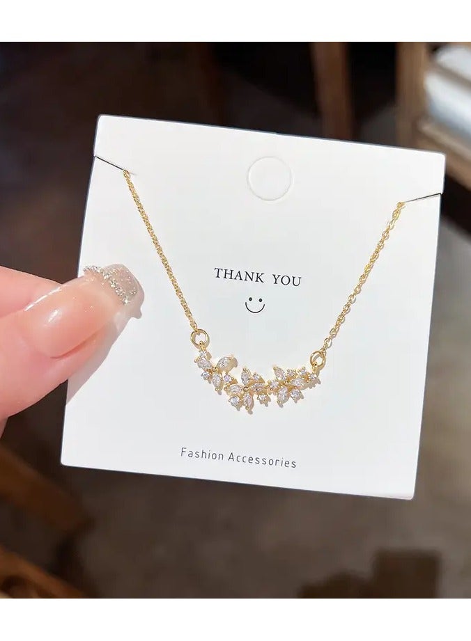 Home Clearance Sale Zirconia Flower Petal Pendant Necklace - Stainless Steel Chain Pendant Necklaces for Women with Sparkling Zirconia Accents, Luxury Jewelry Gift for Her - Image 1