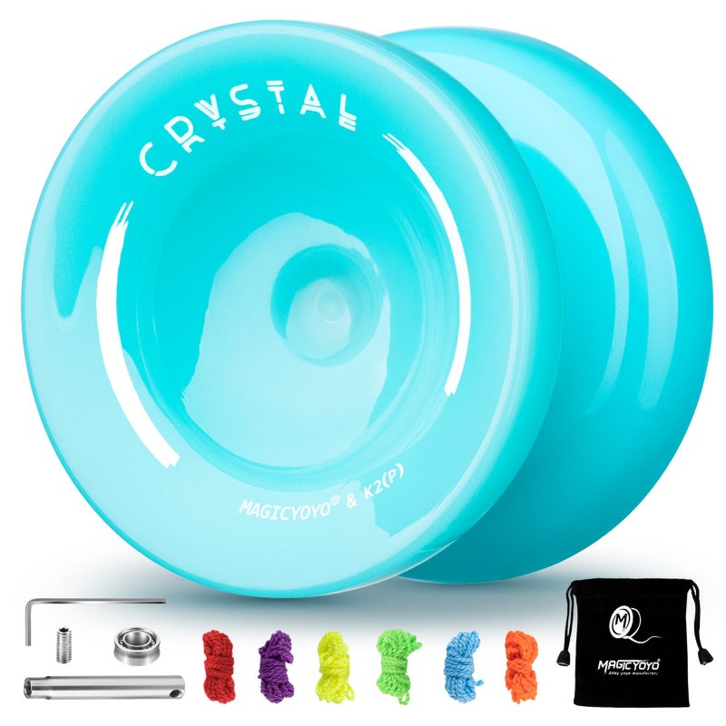 YOSTAR Rsponsive Yo-Yo for Children, K2 Crystal, Yo-Yo for Beginners with Dual Use, Replacement Non-Responsive Bearing for Advanced Users + Bearing Remover, Bag, 5 Strings (Sky Blue) - Image 1