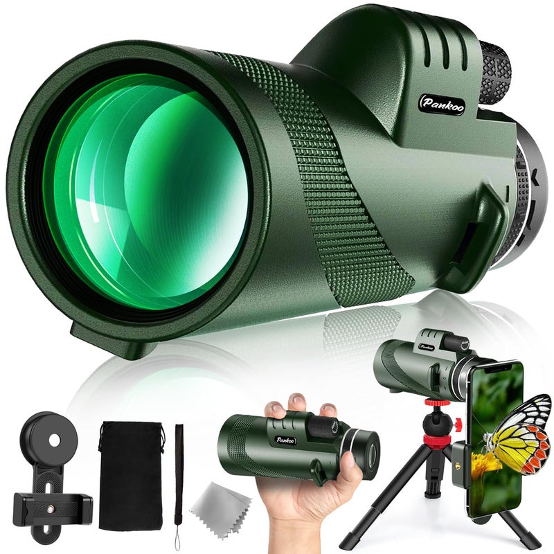 Pankoo 40X60 Monocular Telescope, High Power Monocular for Adults with Phone Adapter& Tripod& Hand Strap, Low Night Vision Monocular, Equipped with BAK4 Prism for Bird Watching and Traveling Concert - Image 1