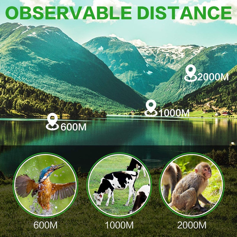 Pankoo 40X60 Monocular Telescope, High Power Monocular for Adults with Phone Adapter& Tripod& Hand Strap, Low Night Vision Monocular, Equipped with BAK4 Prism for Bird Watching and Traveling Concert - Image 5