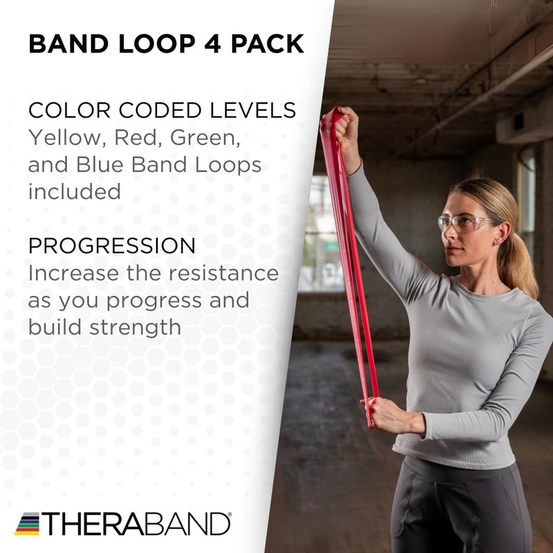 THERABAND Resistance Band Loop Set, Pack of 4, 12" Color Coded Exercise Bands from Beginner to Advanced Levels, for Strength, Stretching, Home Workouts, Pilates, Physical Therapy, For Men and Women - Image 3