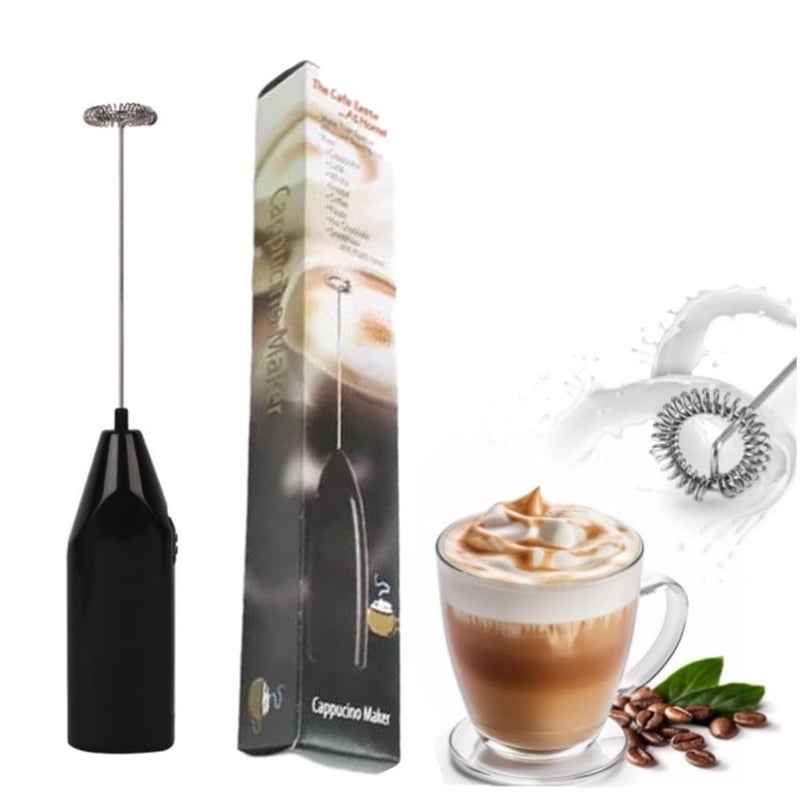 Electric Milk Frother with Stand Handheld Whisk Beater Foam Maker for Mocktails Coffee Latte Matcha Foamer Cappuccino Lemonade Batteries are Not Included Charcoal Black  - Image 1