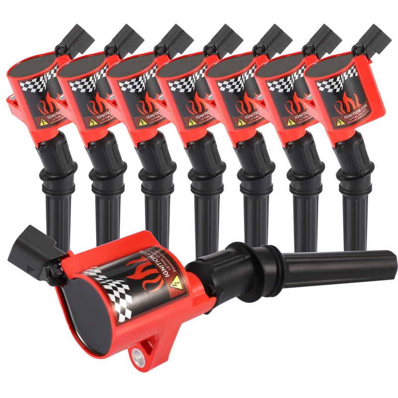 CarBole DG508 Ignition Coil Pack High Engine 8 PCS Ignition Coil Curved Boot for Ford E150 E250 E550 F150 F250 F550 4.6L 5.4L 6.8L V8 V10 Lincoln Mercury Compatible Part#DG508 DG457 DG472 DG491 F523 - Image 1