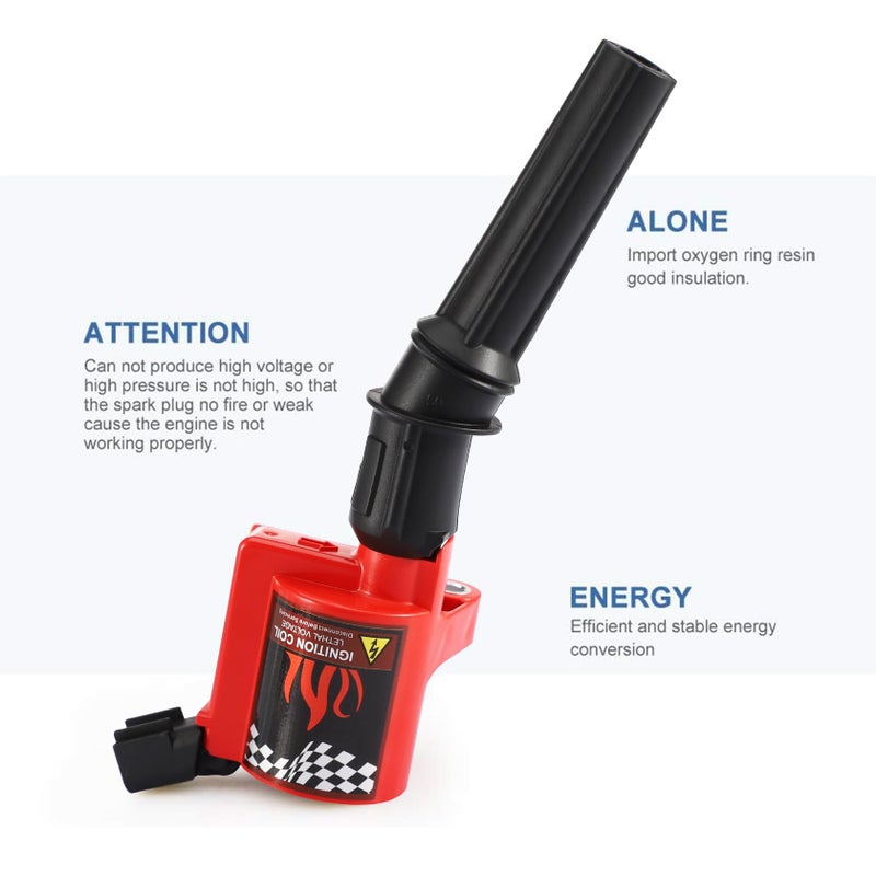 CarBole DG508 Ignition Coil Pack High Engine 8 PCS Ignition Coil Curved Boot for Ford E150 E250 E550 F150 F250 F550 4.6L 5.4L 6.8L V8 V10 Lincoln Mercury Compatible Part#DG508 DG457 DG472 DG491 F523 - Image 5