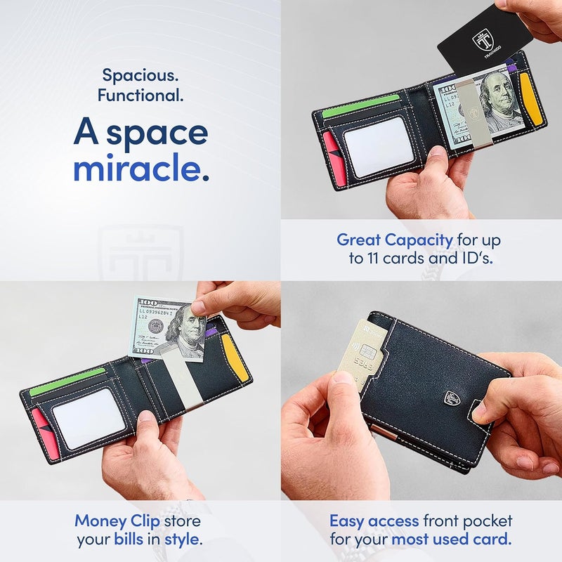 TRAVANDO Mens Wallet with Money Clip AUSTIN RFID Blocking Bifold Credit Card Holder for Men with Gift Box - Image 3