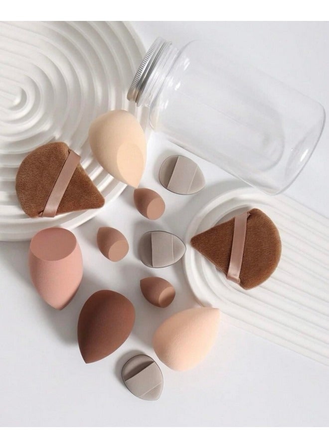 Beauenty 14-Piece Makeup Sponge Set- Multi soft color Mini Makeup Sponge, Powder Puff Long Lasting Beauty Sponge Wet & Dry Use for Women ,Brown  - Image 2