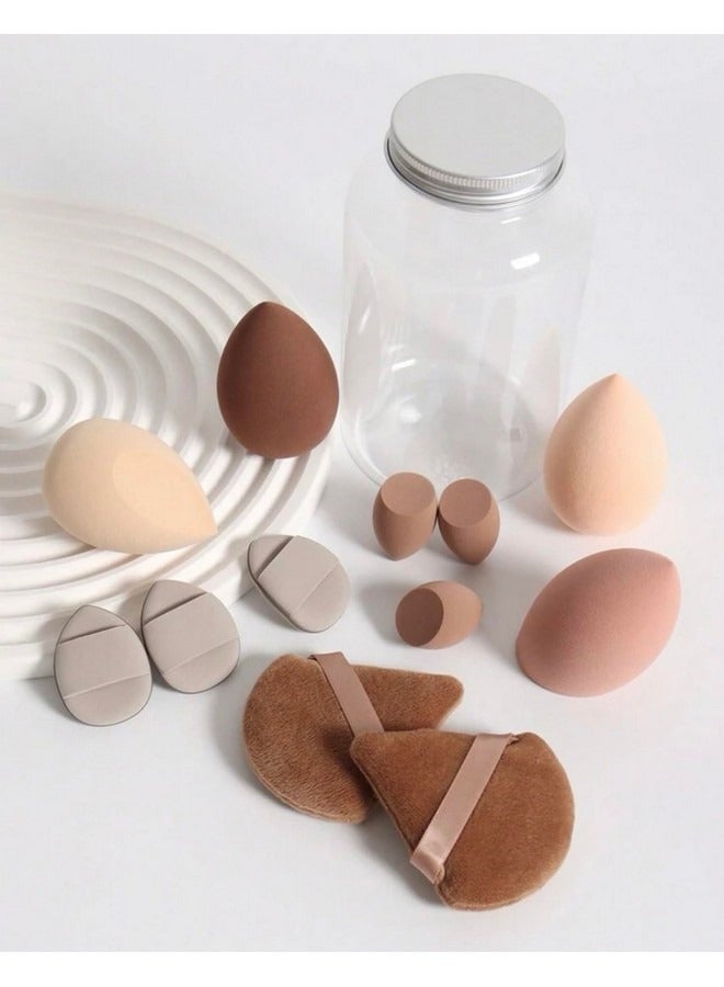 Beauenty 14-Piece Makeup Sponge Set- Multi soft color Mini Makeup Sponge, Powder Puff Long Lasting Beauty Sponge Wet & Dry Use for Women ,Brown  - Image 4