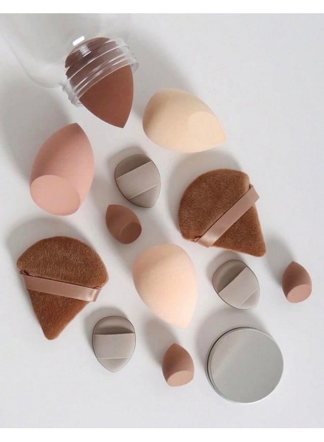 Beauenty 14-Piece Makeup Sponge Set- Multi soft color Mini Makeup Sponge, Powder Puff Long Lasting Beauty Sponge Wet & Dry Use for Women ,Brown  - Image 3