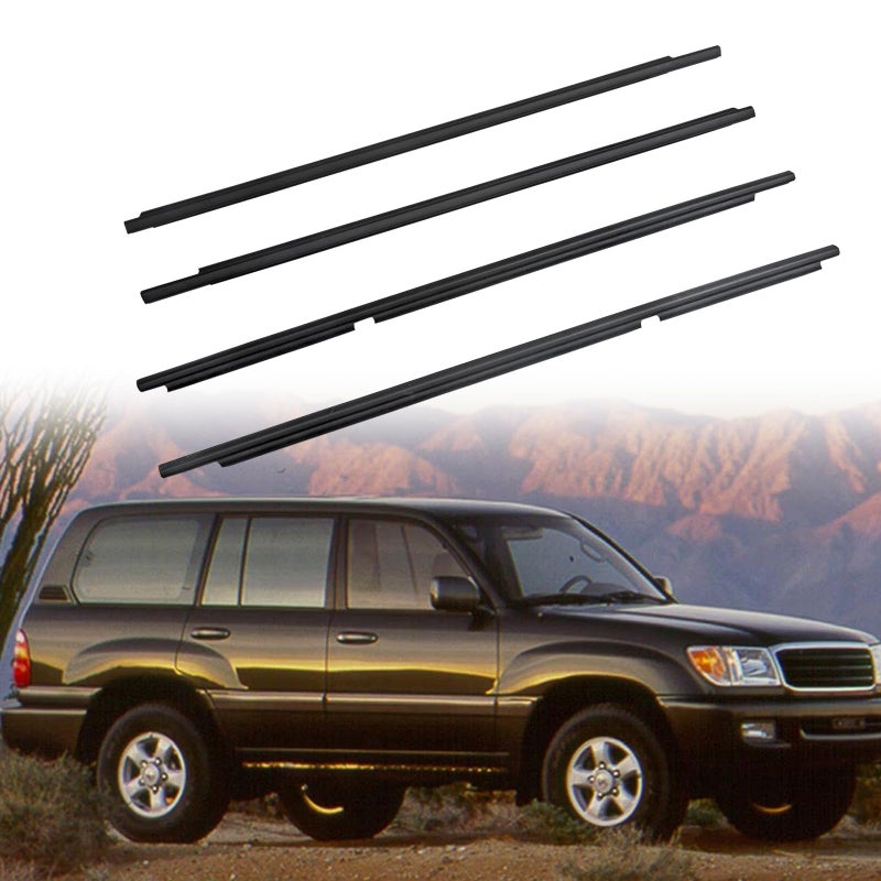 Car Outer Door Window Moulding Trim Weatherstrip Seal Belt Compatible with Toyota Lexus Vehicle 19982007 Land Cruiser 100 Series LX450 Replace7571060061 7572060061 7573060041 7574060041