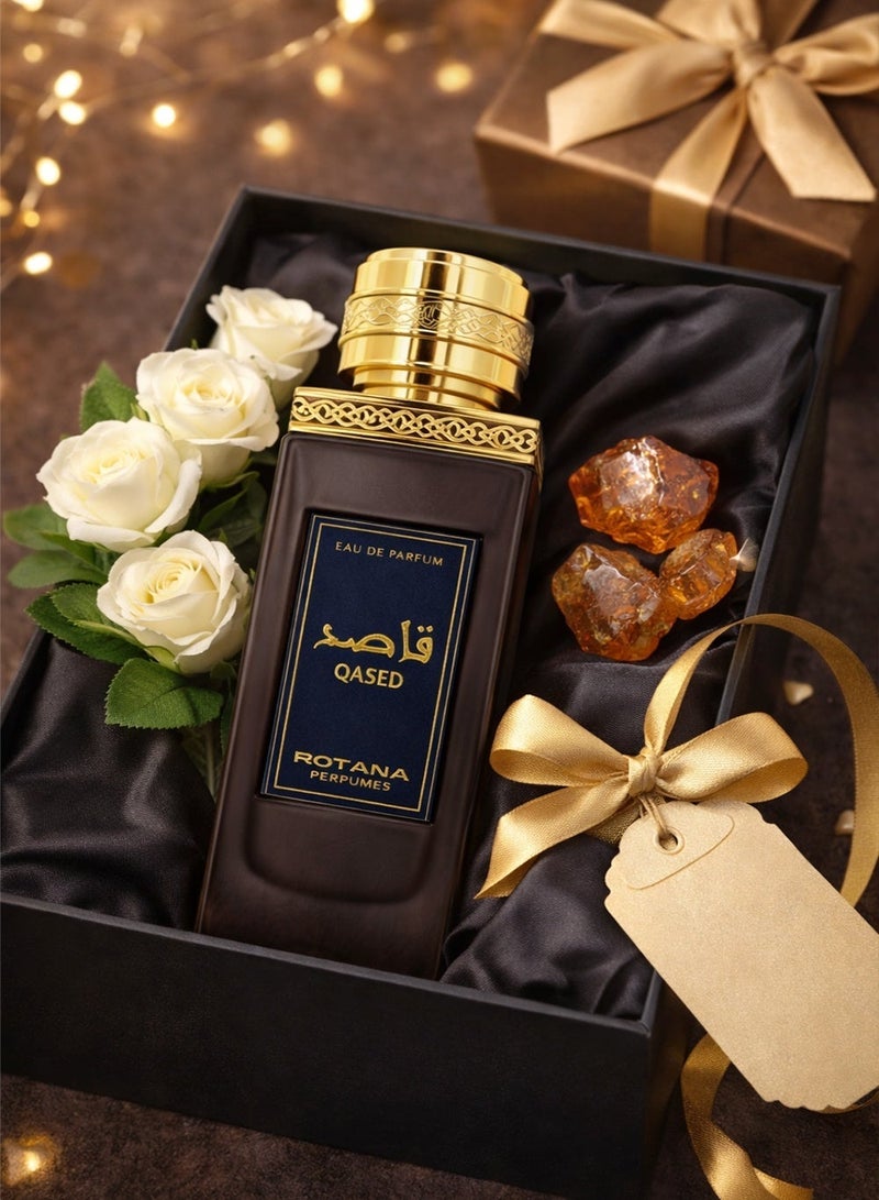 Rotana Perfumes Rotana Qased EDP 100ml – Unisex Arabic Amber & Musk Fragrance with Lemon, Mandarin, Neroli & Patchouli - Image 3