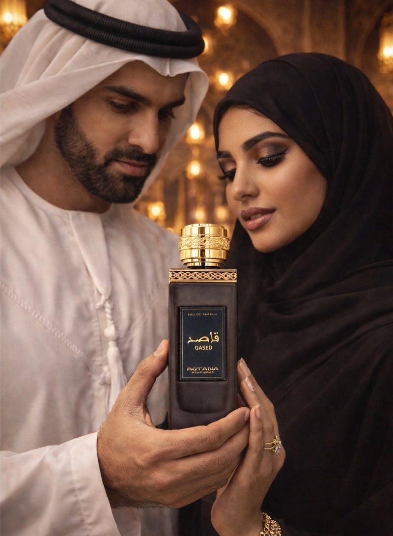 Rotana Perfumes Rotana Qased EDP 100ml – Unisex Arabic Amber & Musk Fragrance with Lemon, Mandarin, Neroli & Patchouli - Image 5