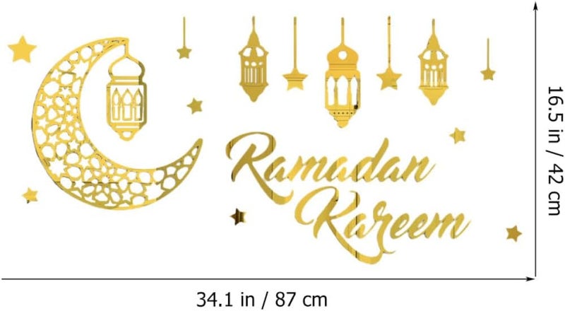 Ramadan Acrylic Mirror Wall Sticker Moon and Star Decal for Bedroom and Living Room Home Decor Eid Mubarak Islamic Festival Decoration - Image 2