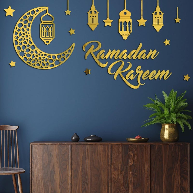 Ramadan Acrylic Mirror Wall Sticker Moon and Star Decal for Bedroom and Living Room Home Decor Eid Mubarak Islamic Festival Decoration - Image 5