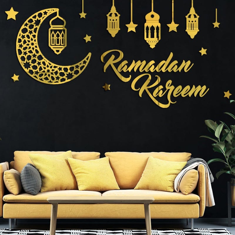 Ramadan Acrylic Mirror Wall Sticker Moon and Star Decal for Bedroom and Living Room Home Decor Eid Mubarak Islamic Festival Decoration - Image 4
