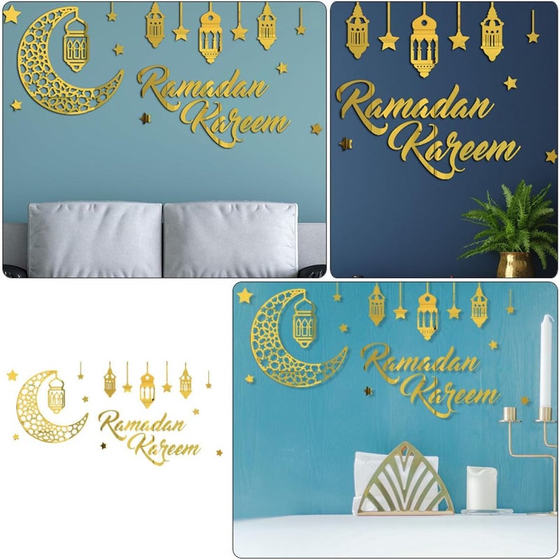 Ramadan Acrylic Mirror Wall Sticker Moon and Star Decal for Bedroom and Living Room Home Decor Eid Mubarak Islamic Festival Decoration - Image 3