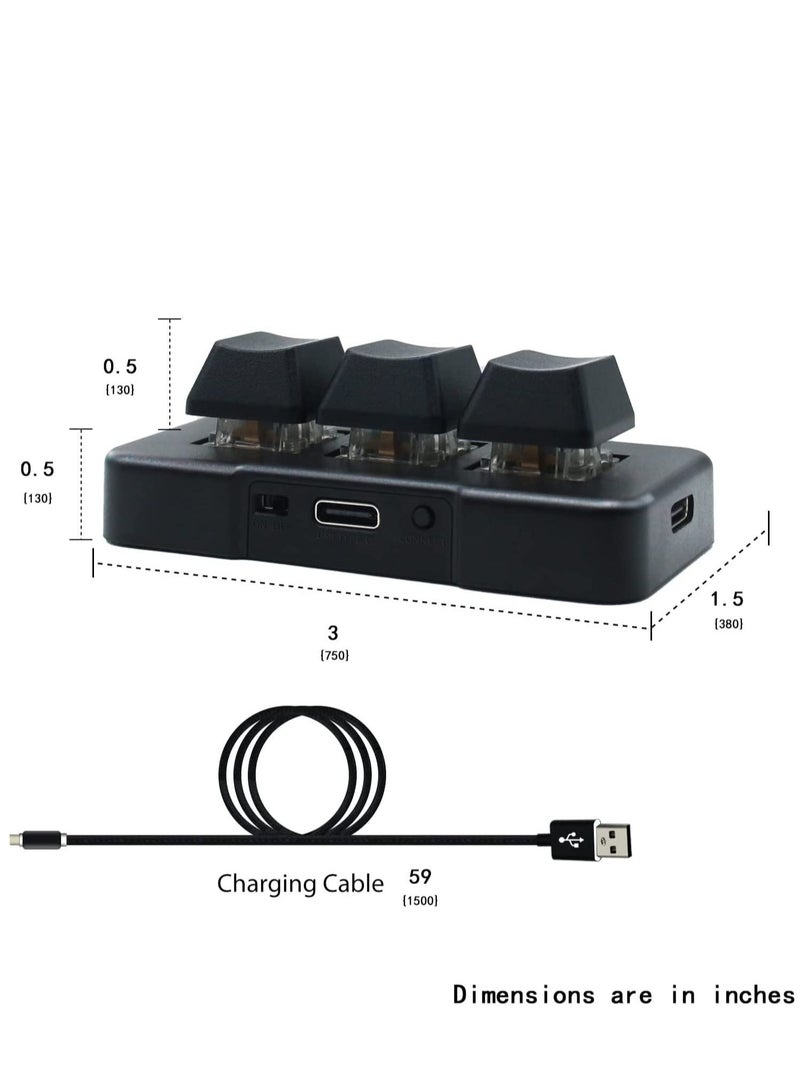 Y&D 3-Key Mini Keypad, Wireless USB 2 in 1Mechanical Gaming Keyboard Programming Macro with Software One-Handed OSU HID Standard Keyboar for Gaming(Black) - Image 4