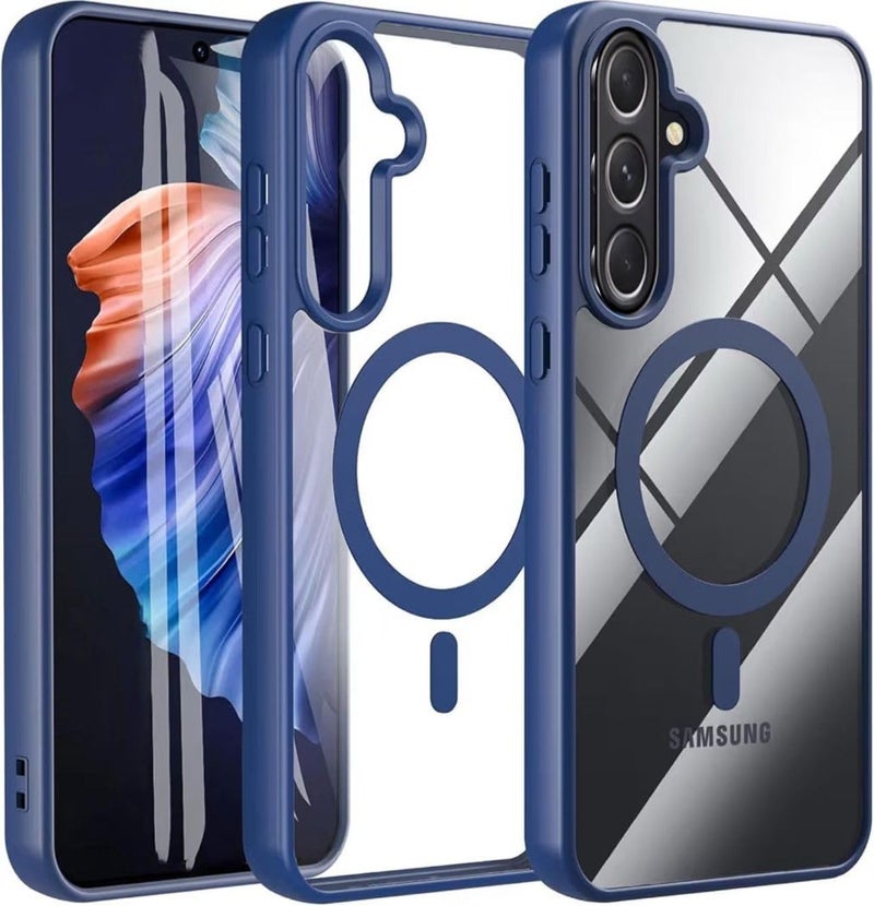 Grabist Phone Case For Samsung Galaxy A16 4G /A16 5G, Crystal Clear Case Not Yellowing, Compatible with MagSafe, Shockproof Transparent Back Cover with Colored Frame (Navy Blue) - Image 1